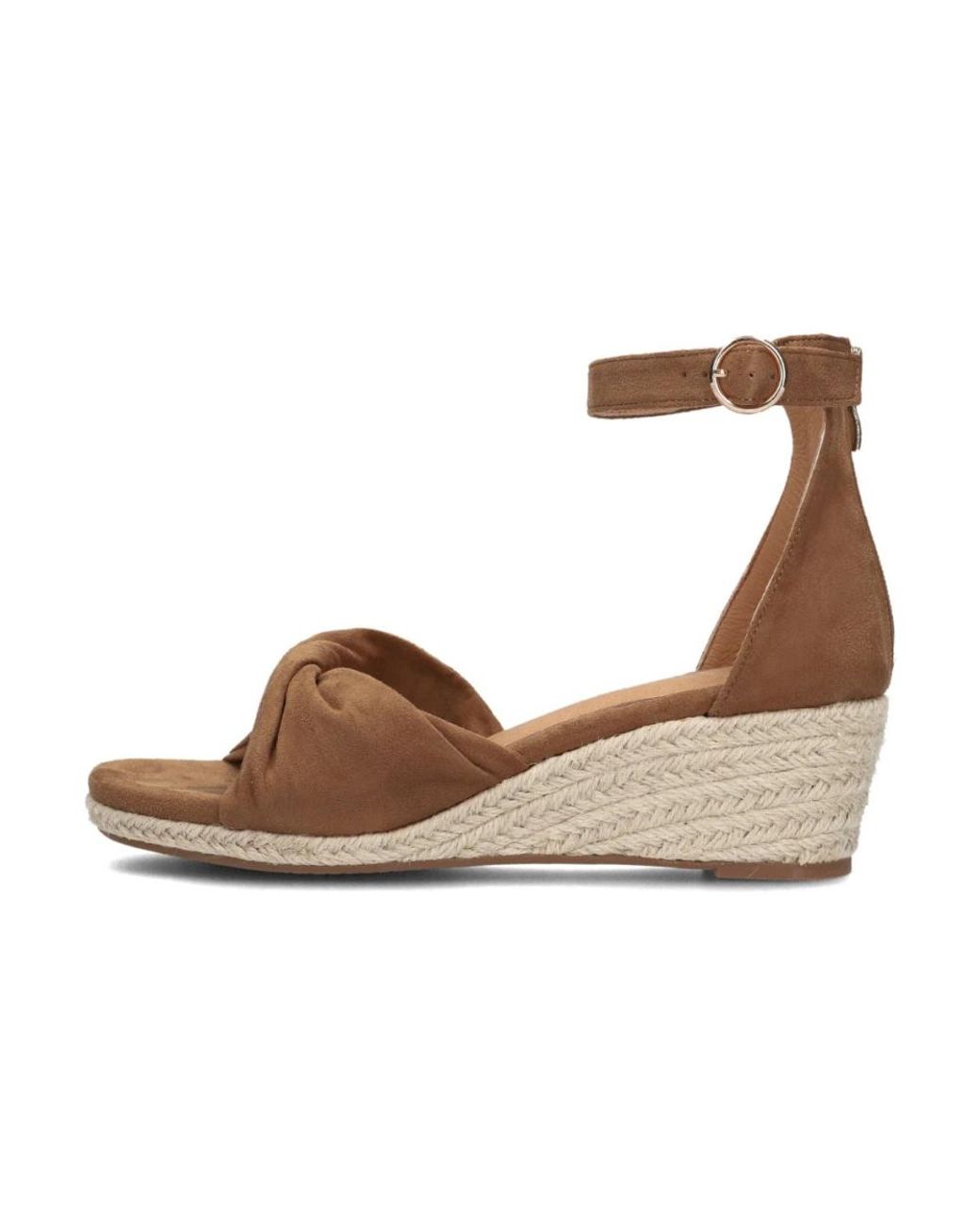 Omoda Schoenen ,Bruin ,Leer Bruine Espadrilles Met Sleehak in het Brown