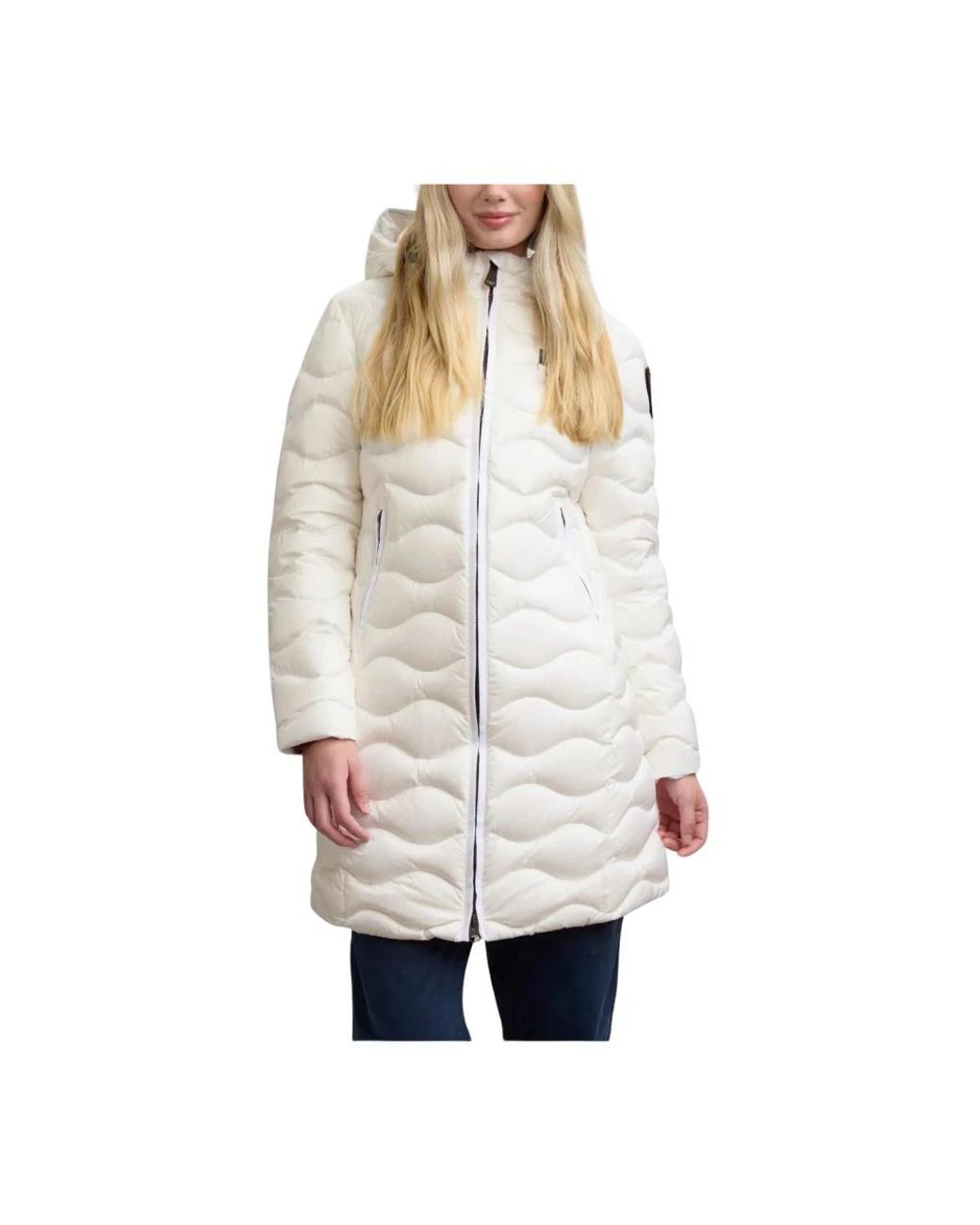 Blauer Lange Dons Parka in het White