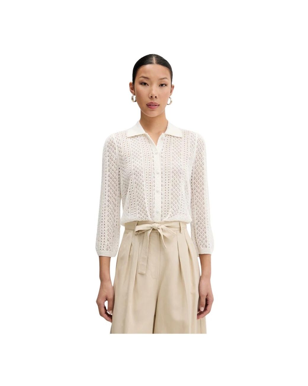 ViCOLO Openwork Button Cardigan in het Natural