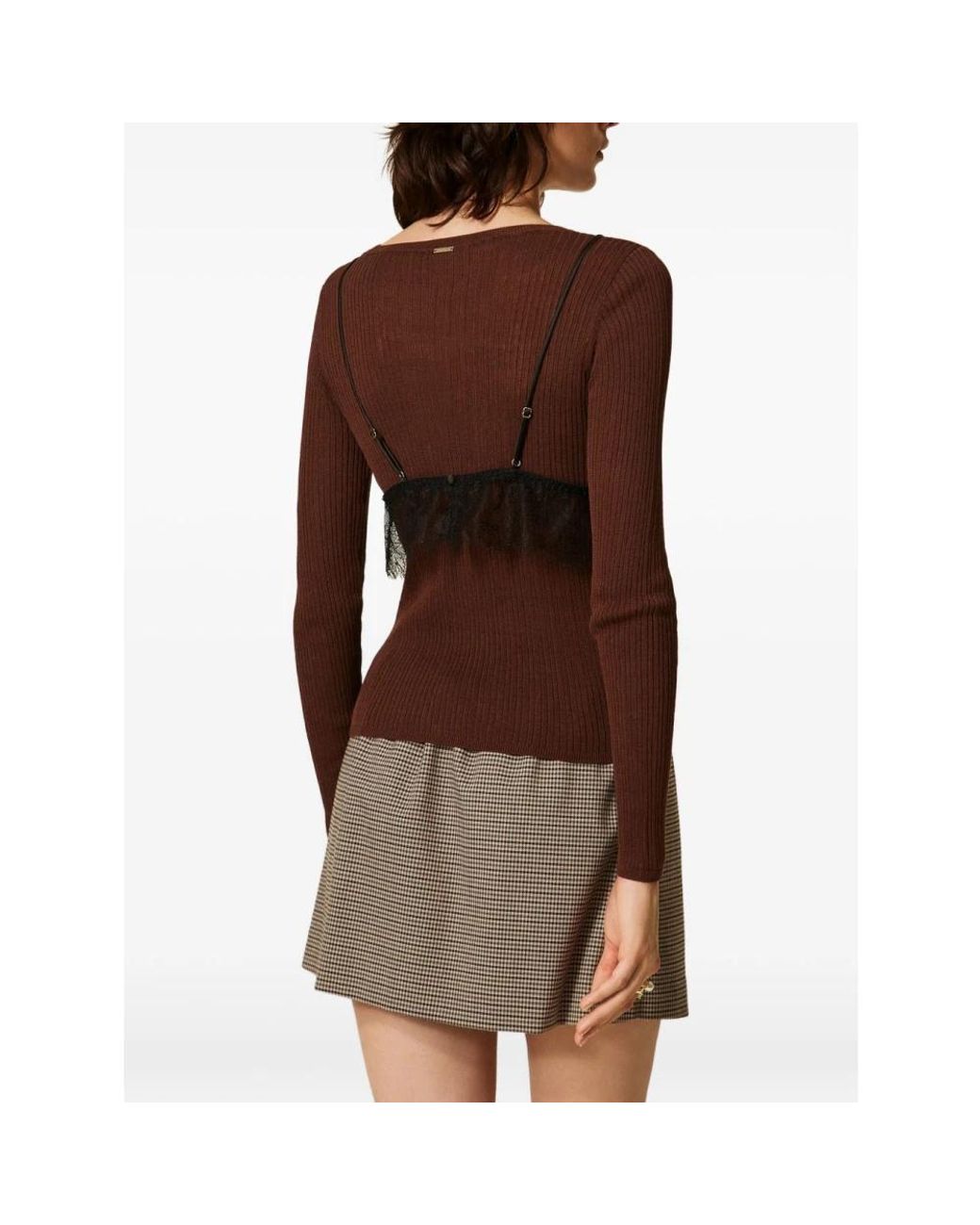Twinset Brown Round-Neck Knitwear