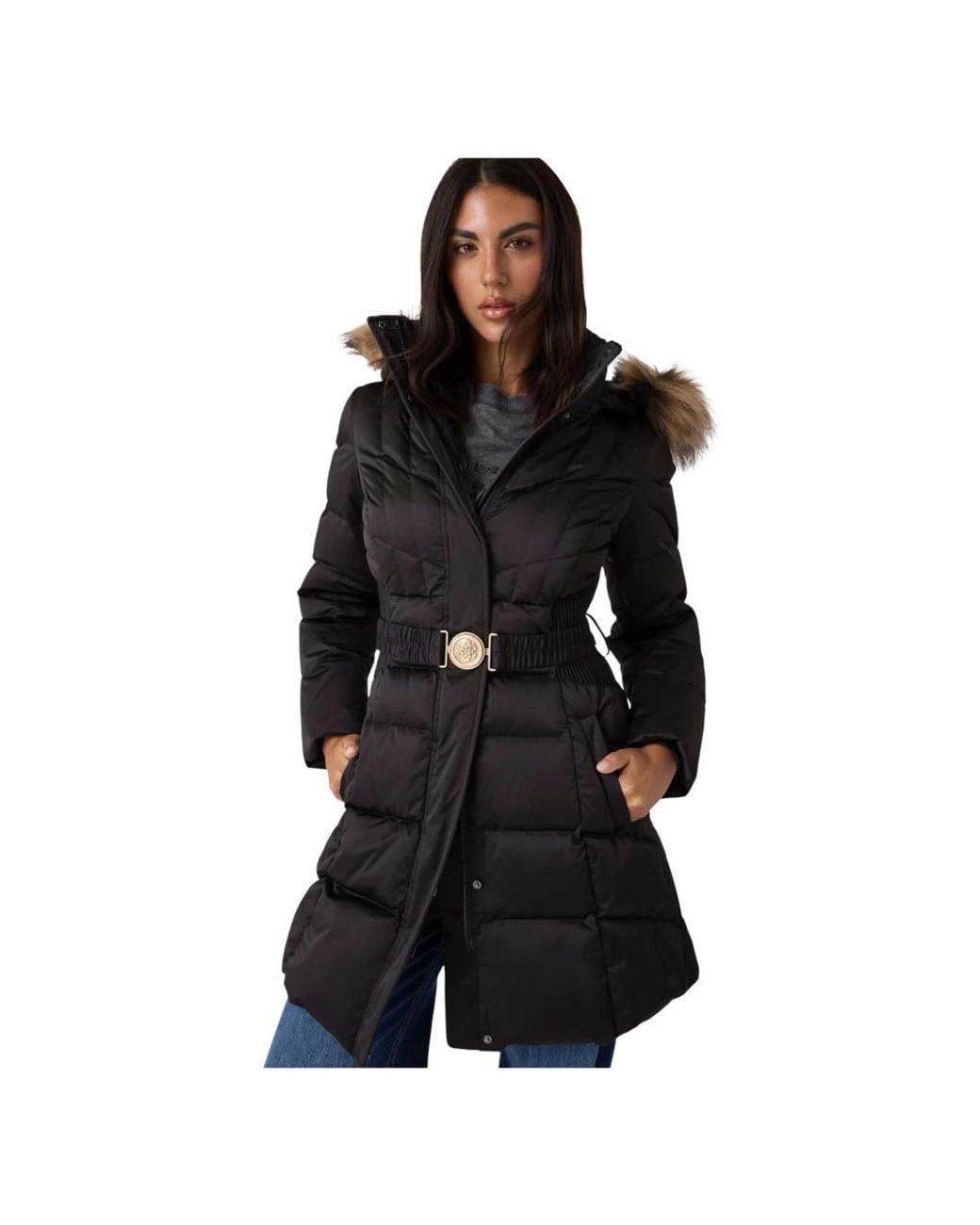 Down Coats Guess en coloris Black