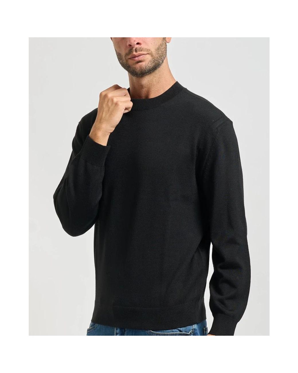 ARMANI EXCHANGE Black Round-Neck Knitwear for men