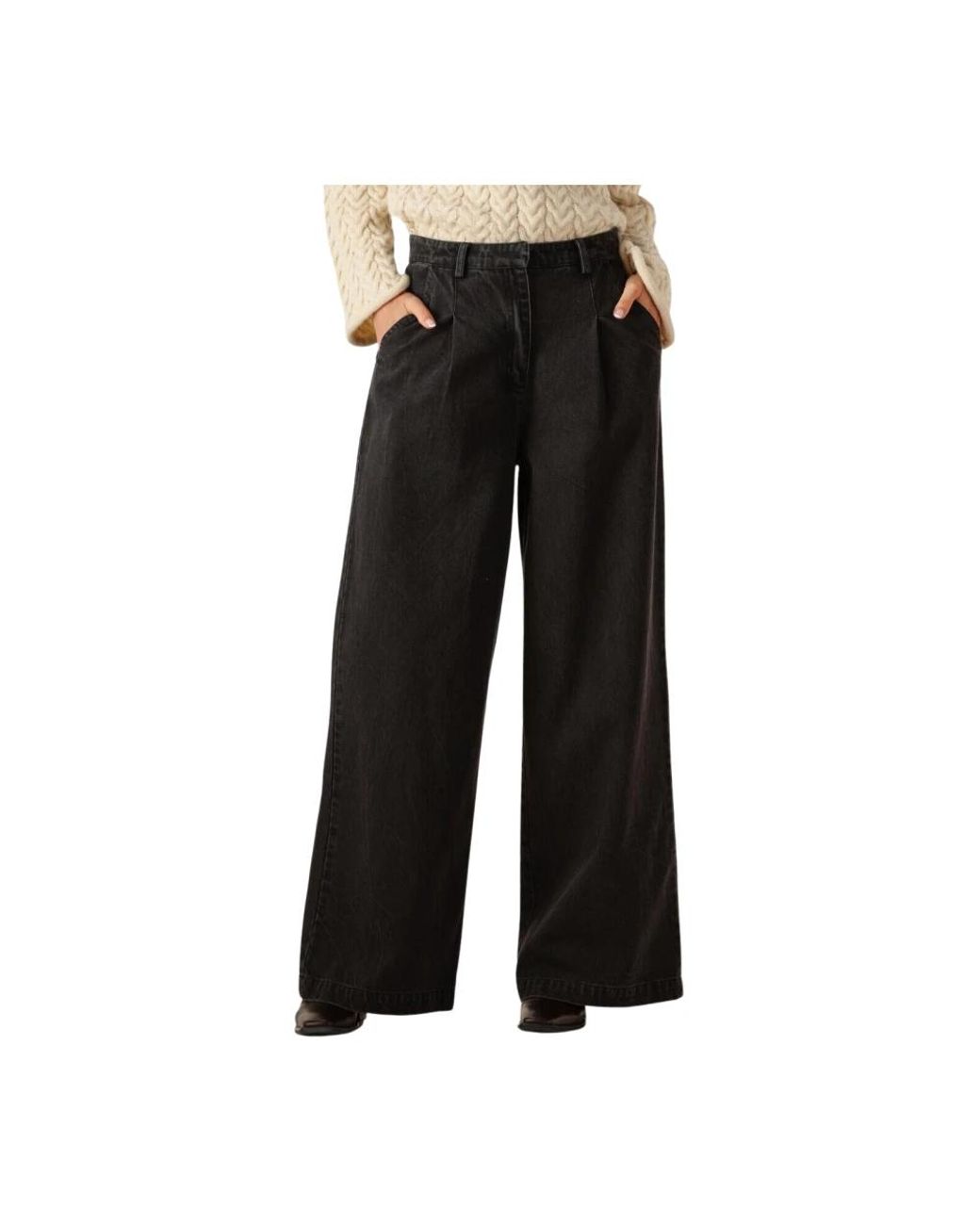 Modström Jeans ,Grijs ,Katoen Stijlvolle Wide Leg Jeans Voor Vrouwen in het Black