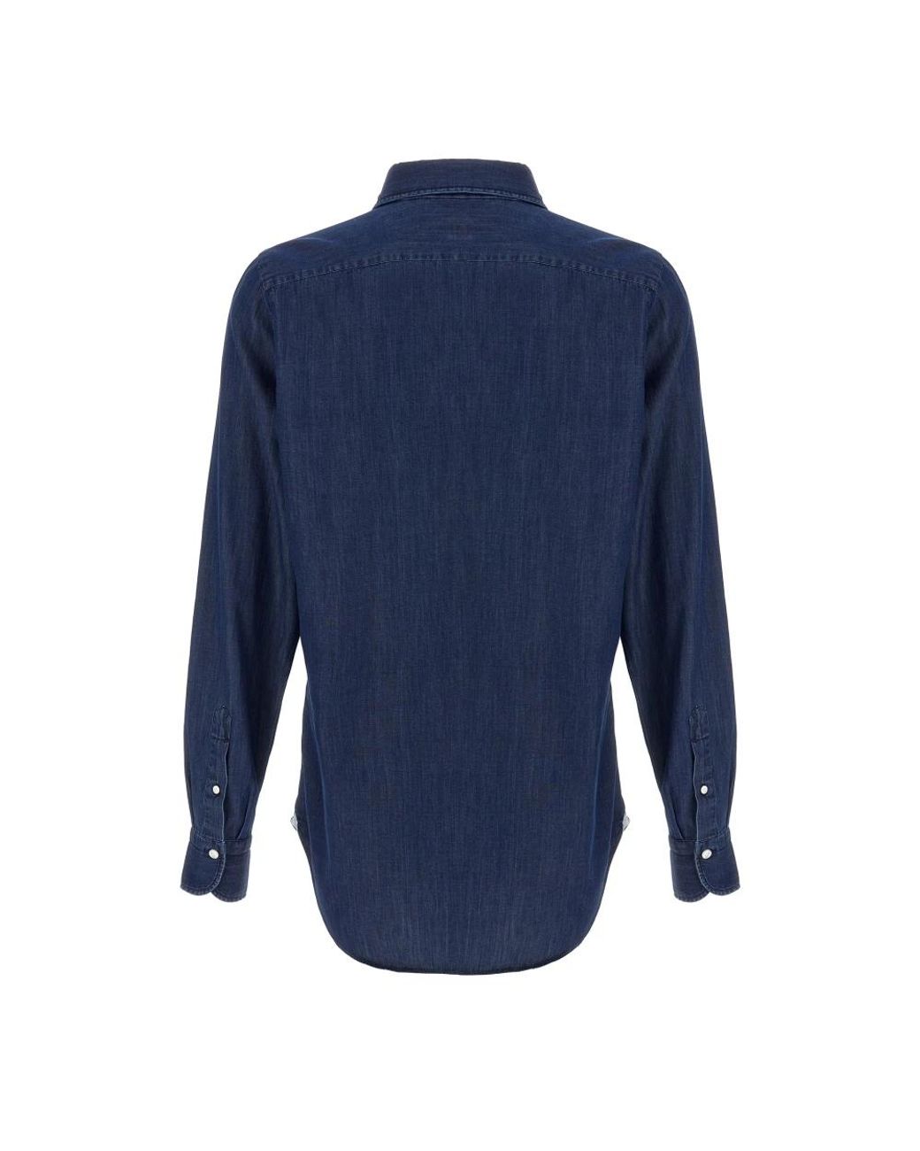 Finamore 1925 Blue Denim Shirts for men