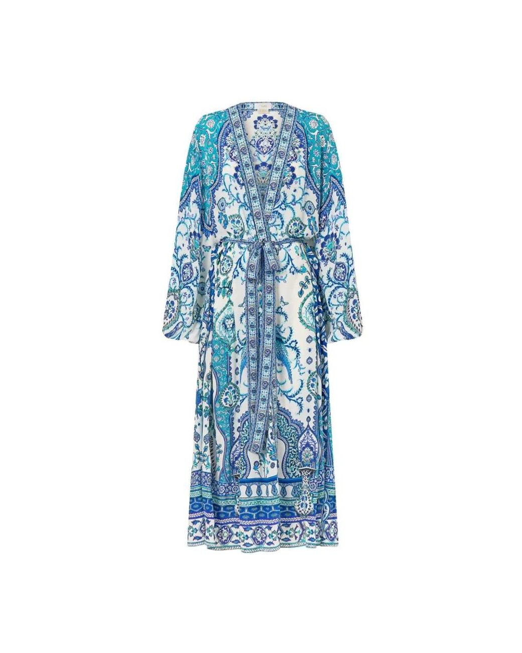 Camilla Kleedjes ,Veelkleurig ,Zijden Blouson Mouwlaag in het Blue