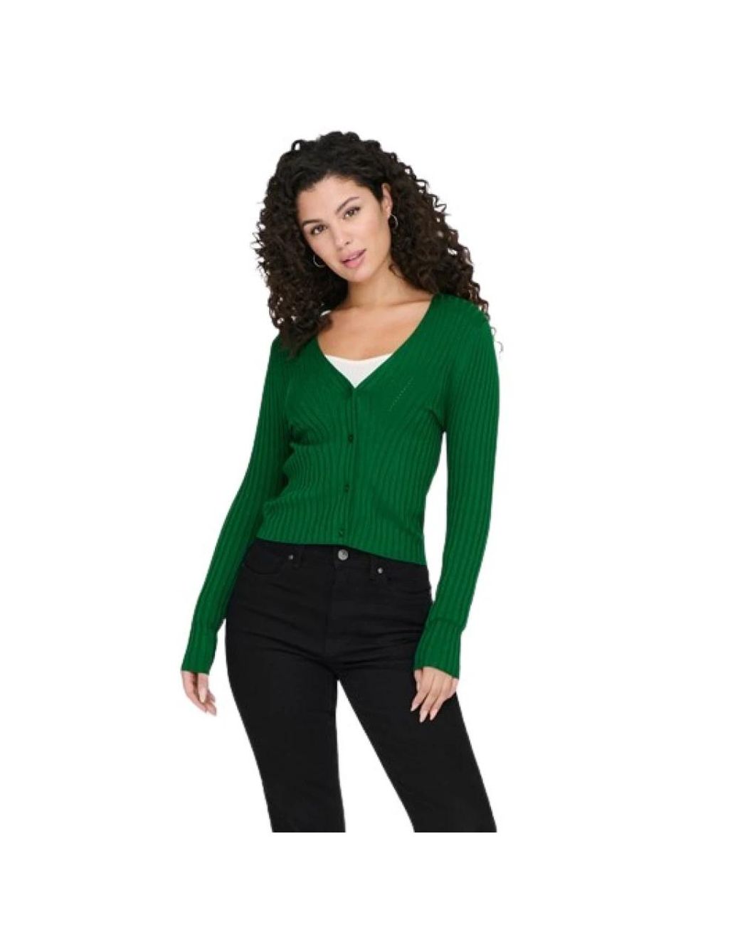 ONLY Rib Button Cardigan in het Green