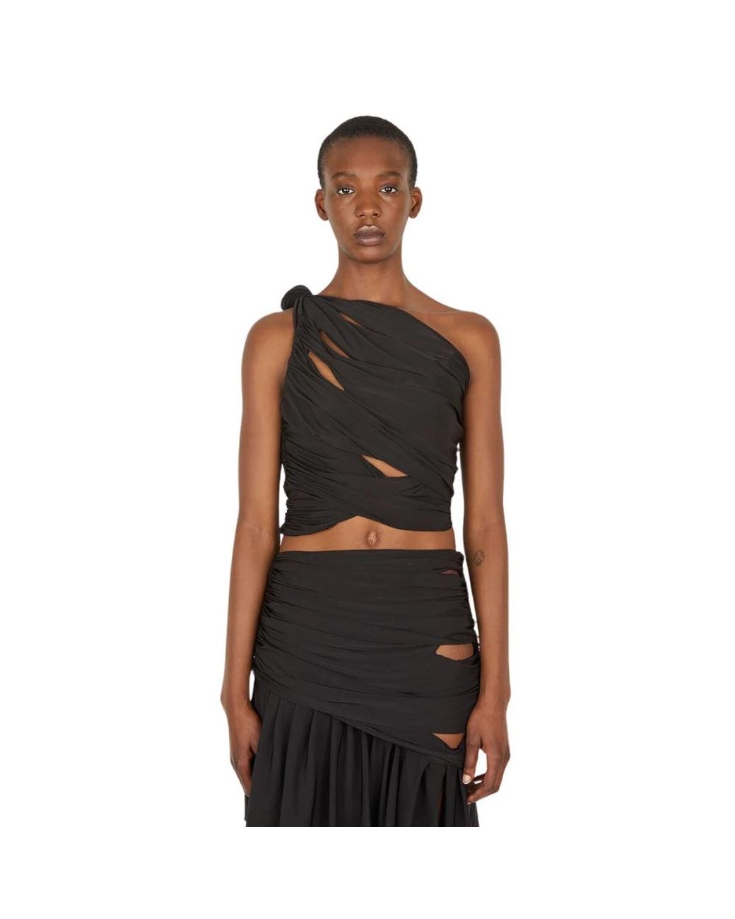 DI PETSA Black Sleeveless Tops