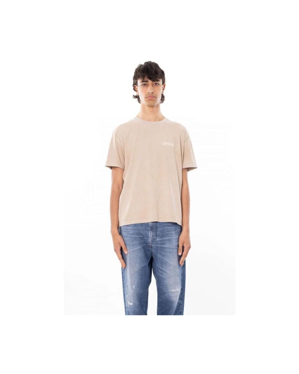 CYCLE Boxy Print T-Shirt in het Blue voor heren