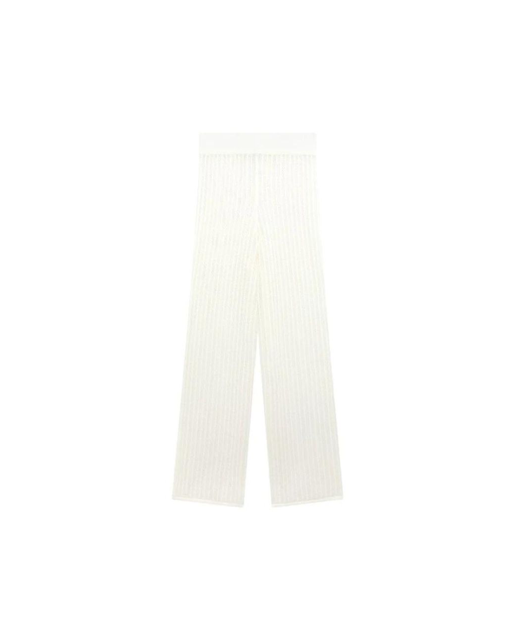 Alpha Studio White Wide Trousers