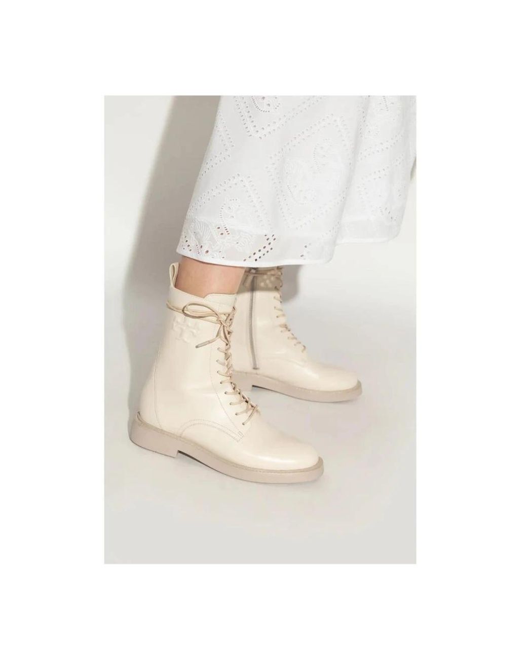 Tory Burch Natural Turnlock Lug Boot