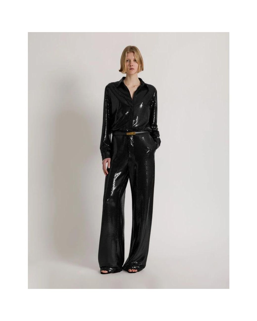 Alberta Ferretti Black Wide Trousers