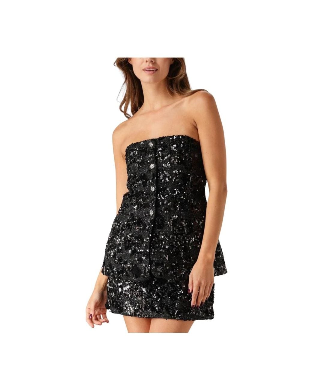 Second Female Tops ,Zwart ,Polyester Flakes Top in het Black