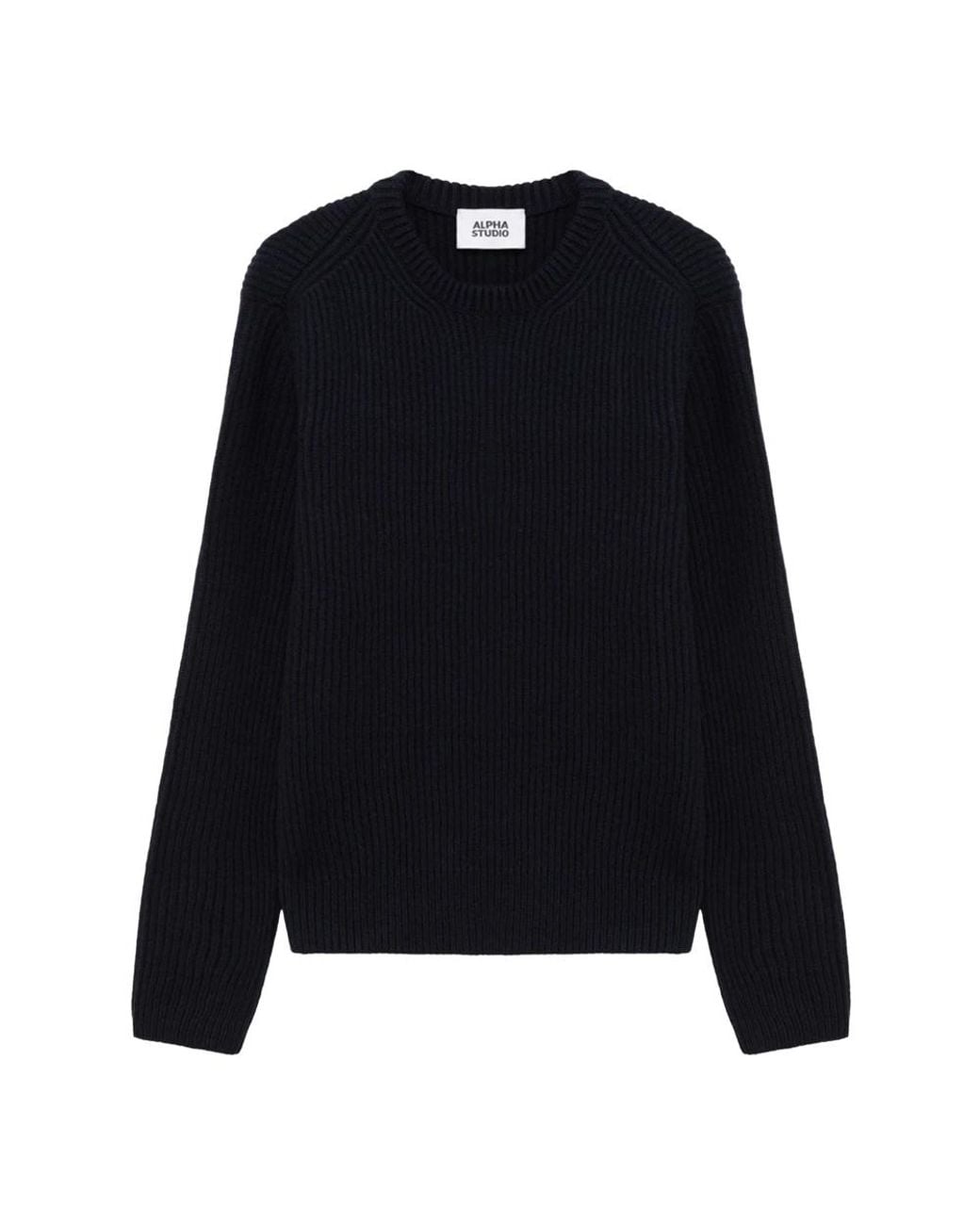 Alpha Studio Black Round-Neck Knitwear for men