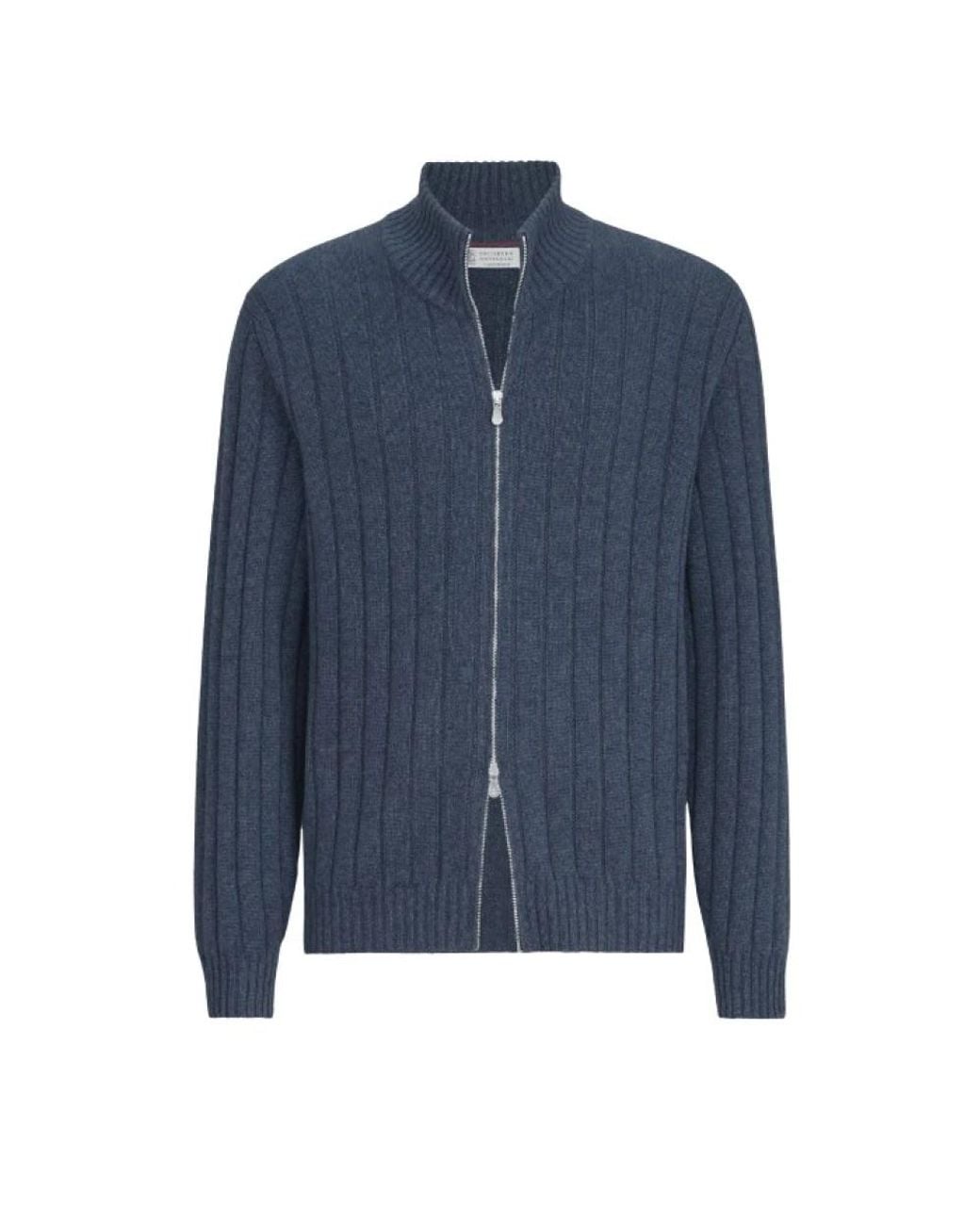 Brunello Cucinelli Blue Cashmere Knitwear for men