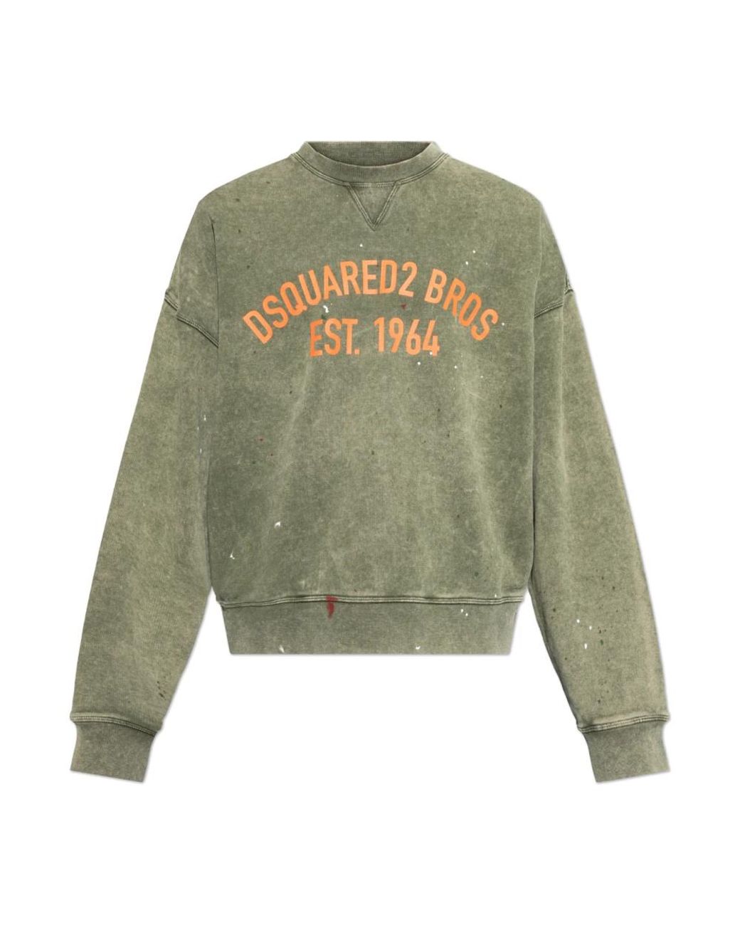 DSquared² Hoodies & Sweatvesten ,Groen ,Katoen Sweatshirt Met Vintage Effect in het Green voor heren