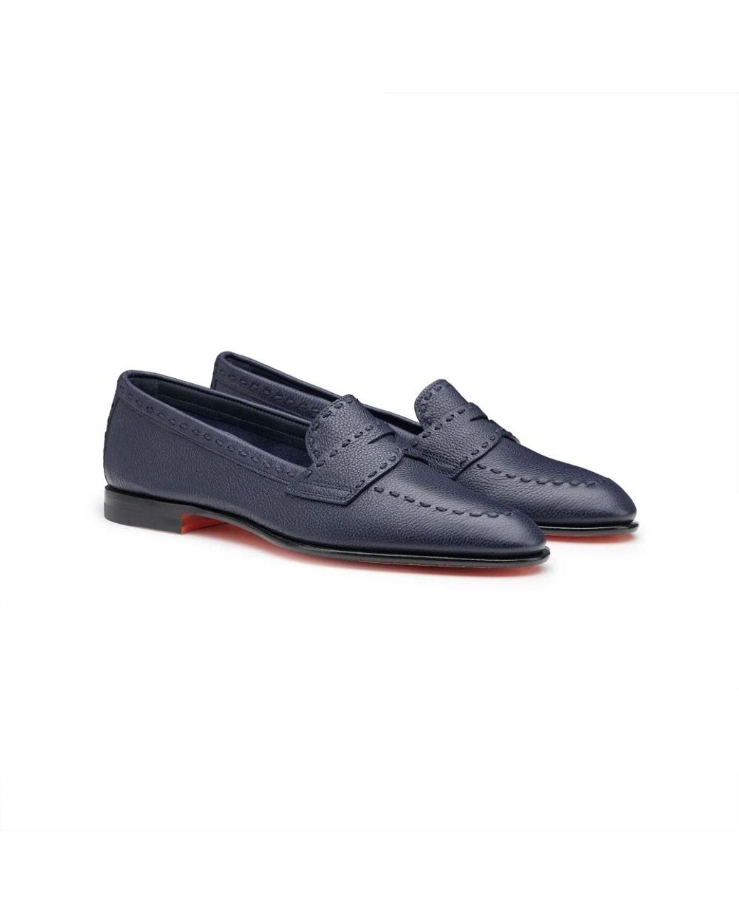 Santoni Blue Leder Penny Loafer