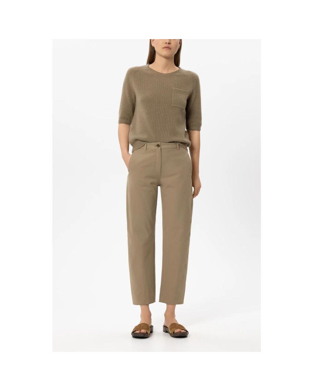 Luisa Cerano Natural Cropped Trousers
