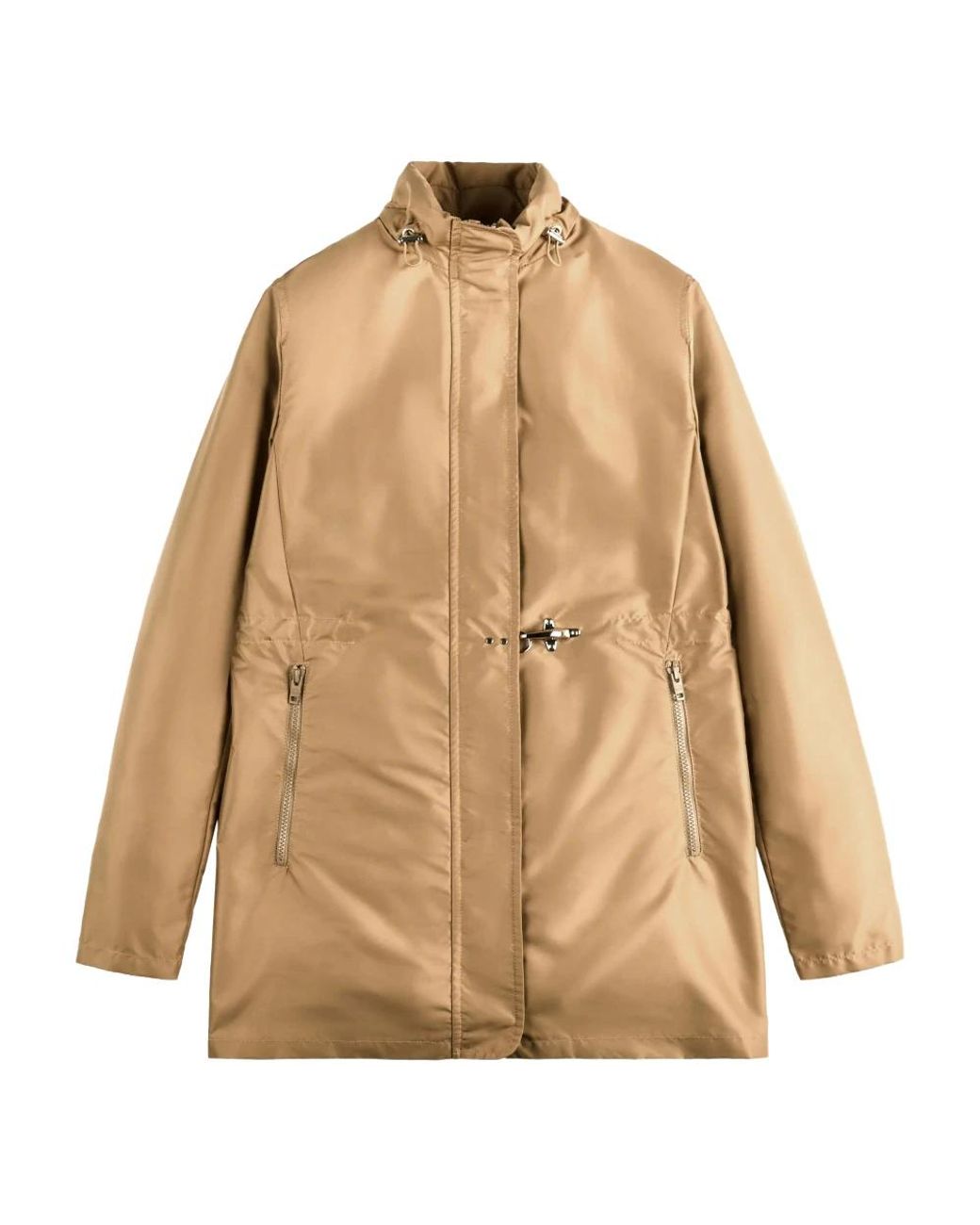 Fay Jassen ,Polyester Parka Met Rits in het Natural