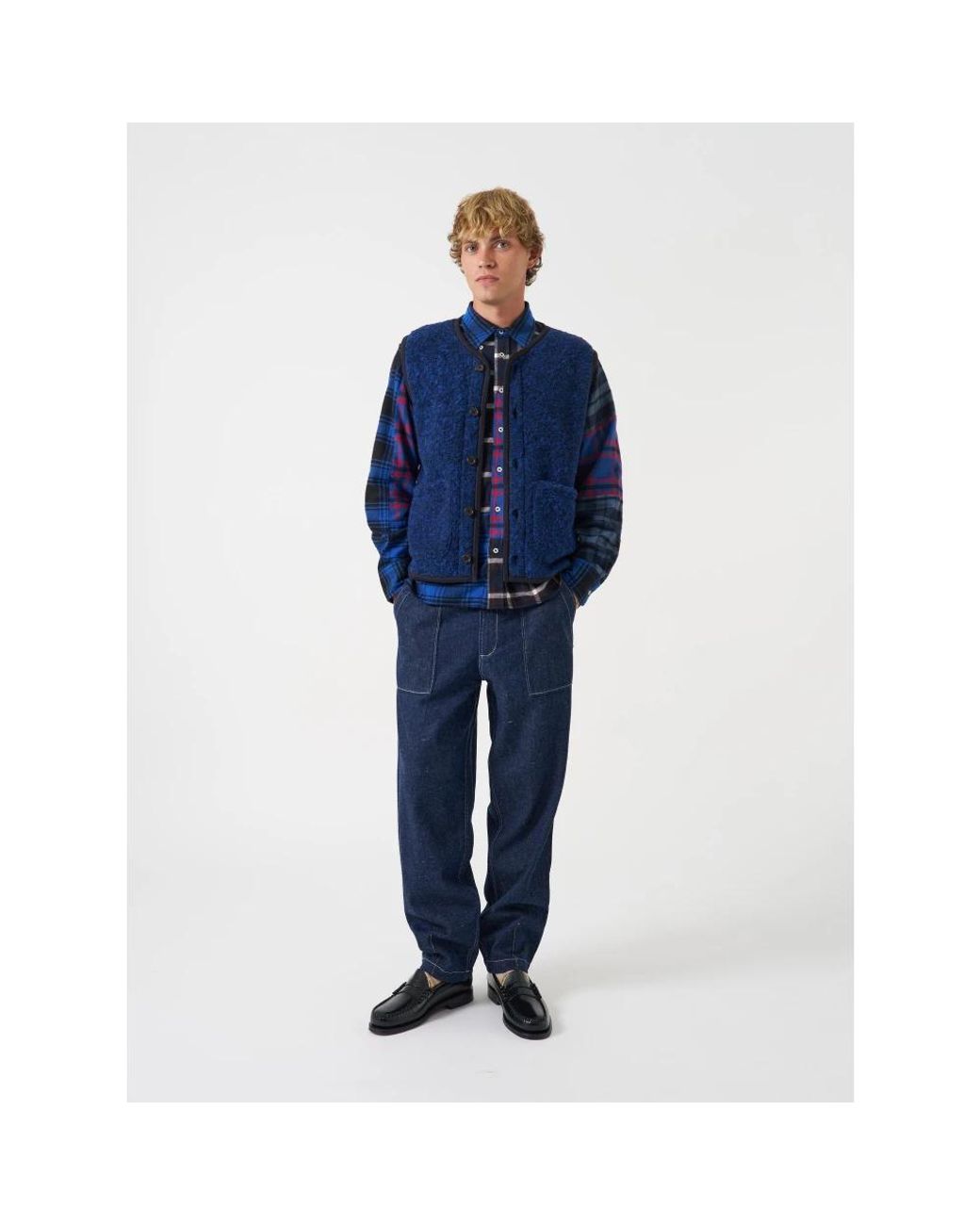 Vests Universal Works de hombre de color Blue