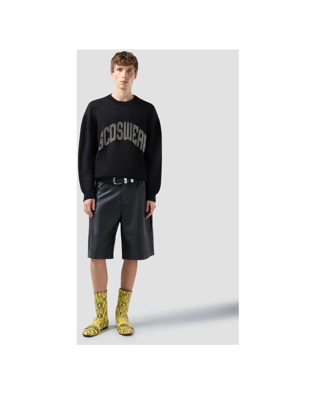 Gcds Black Round-Neck Knitwear for men