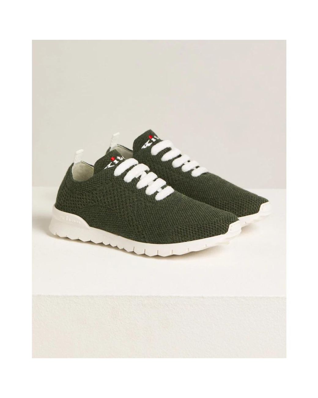 Kiton Green Grüne Cashmere-Strick-Sneaker