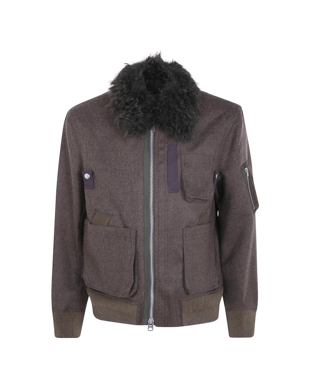 Sacai Gray Faux Fur & Shearling Jackets for men