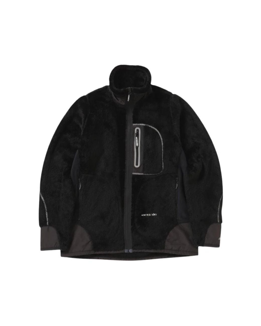 And Wander Black Faux Fur & Shearling Jackets for men