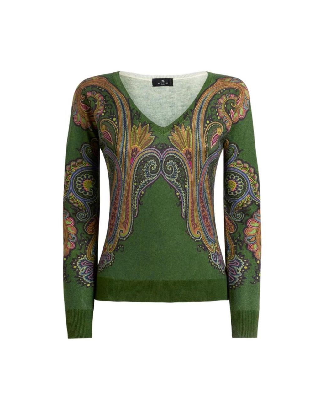 Etro Green V-Neck Knitwear