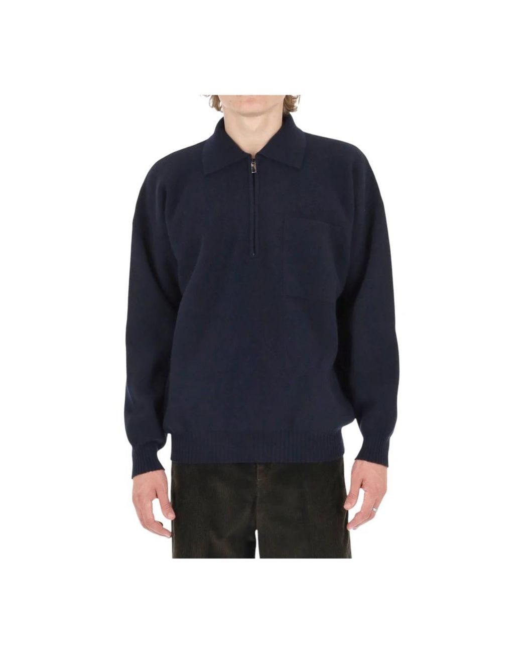 Roberto Collina Half-Zip Polo in het Blue voor heren