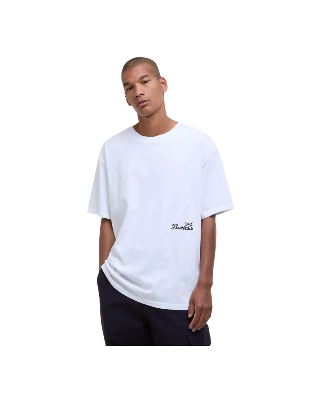Barbour Tops ,Wit ,Katoen Oversized Grafische Tee Wit-S in het Blue voor heren