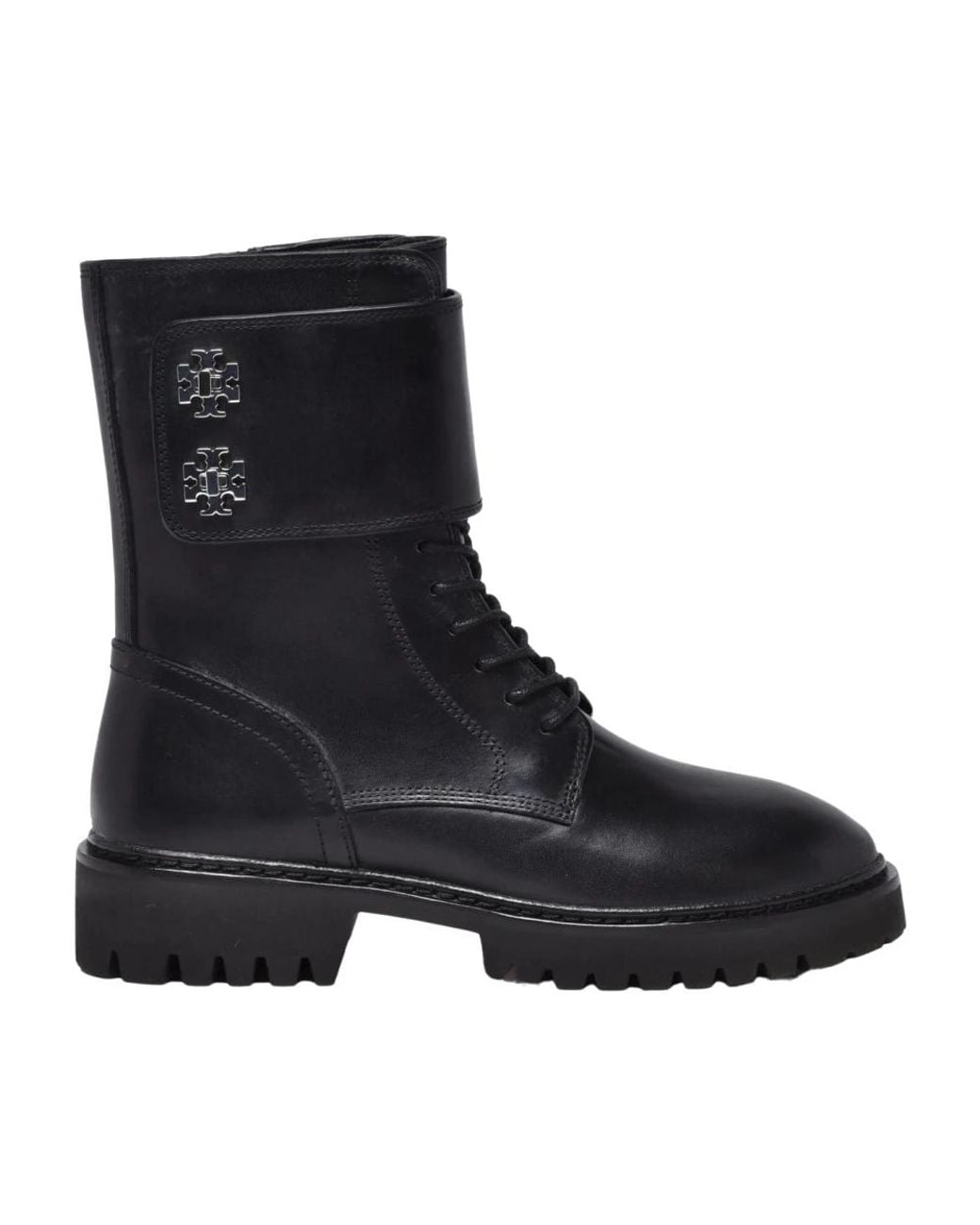 Tory Burch Black Lace-Up Boots