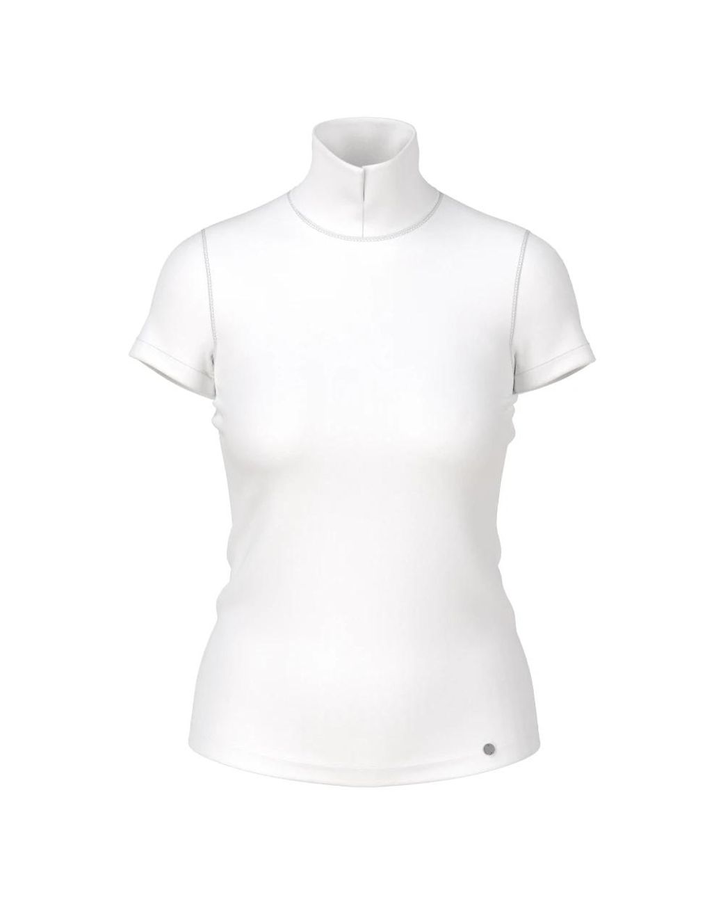 Marc Cain Tops ,Wit ,Katoen T-Shirt Met Mock Neck En Split in het White