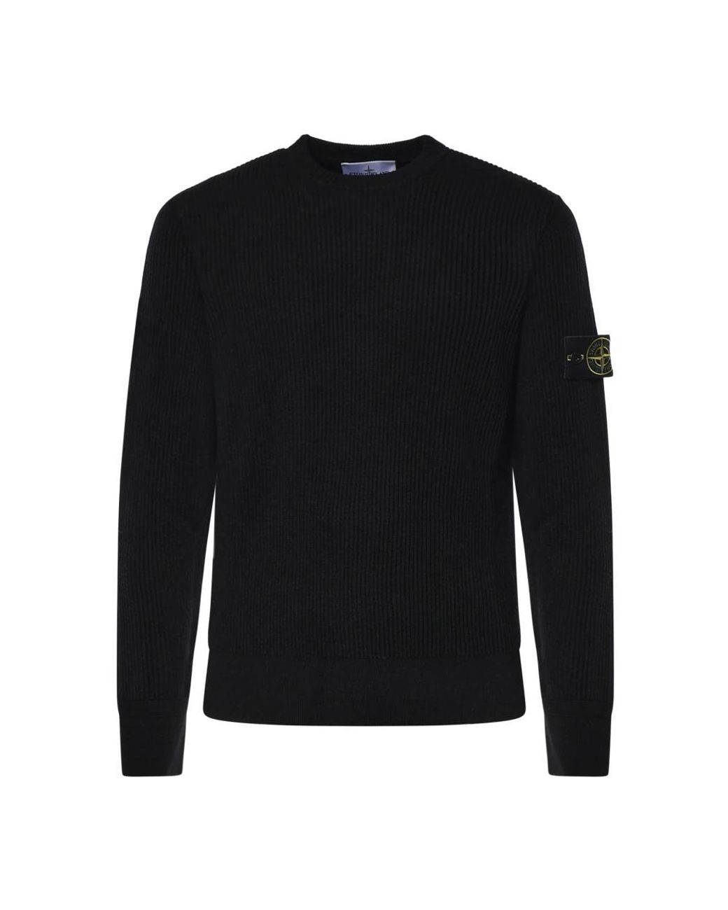 Stone Island Black Round-Neck Knitwear for men