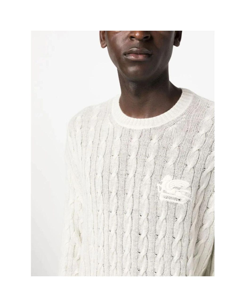 Etro White Round-Neck Knitwear for men