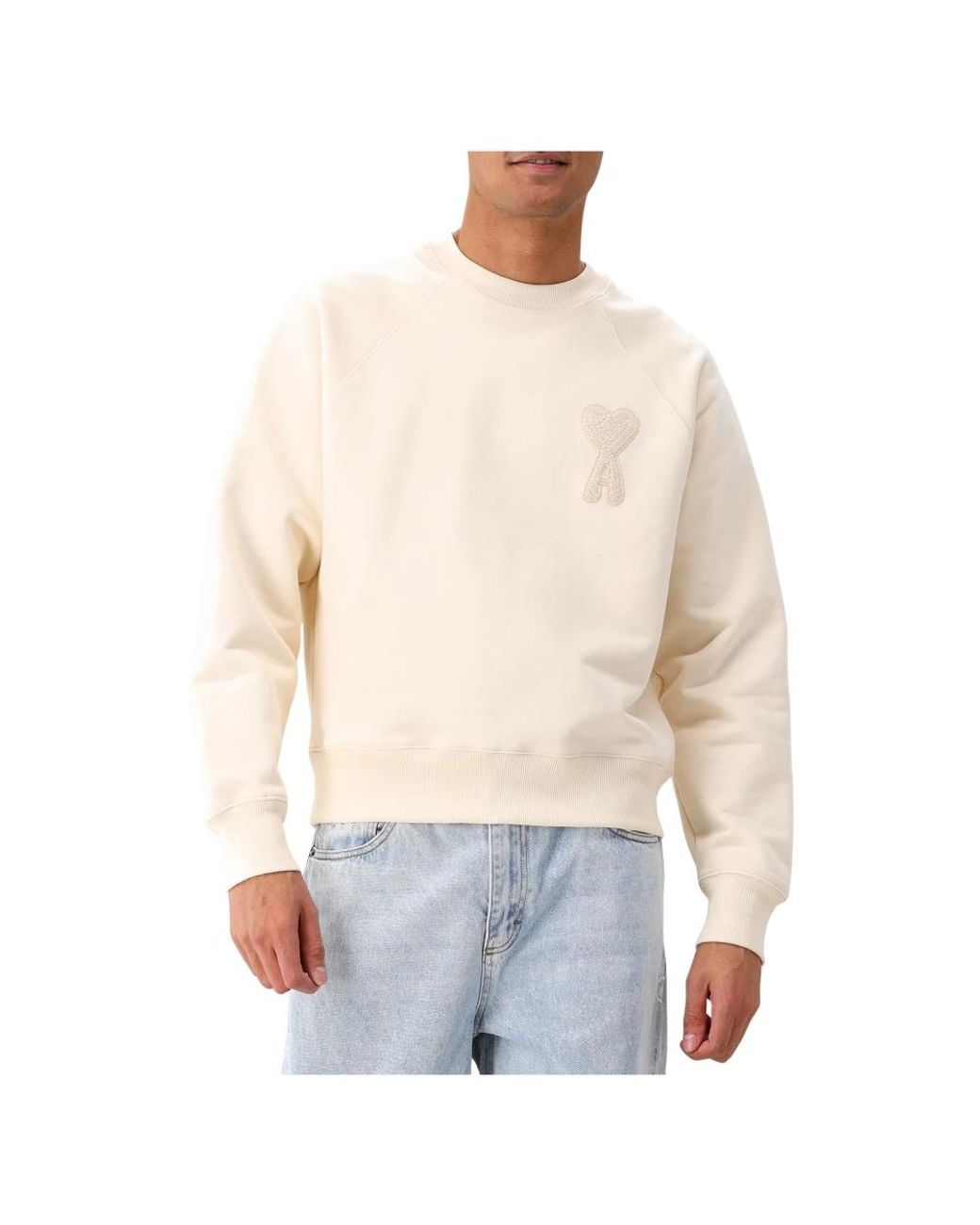 AMI Heavy loopback pullover in Natural für Herren