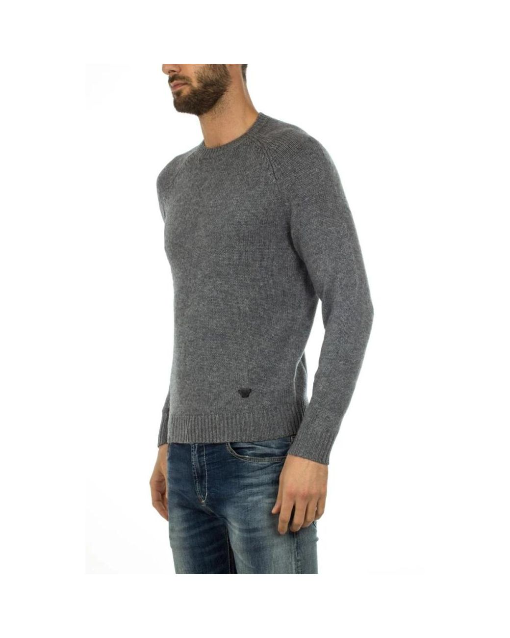 Armani Jeans Gray Round-Neck Knitwear for men