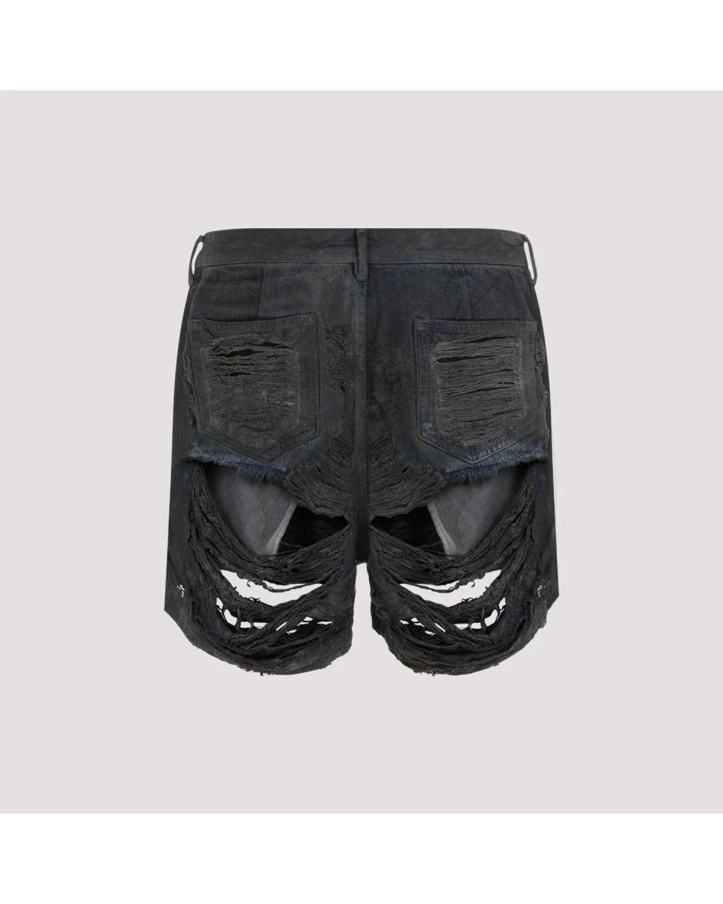 Rick Owens Black Denim Shorts for men