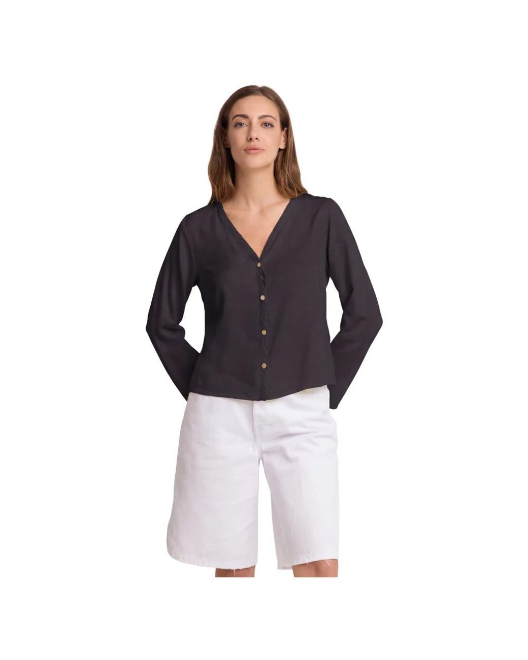 Kocca Blue Leichte Sommerbluse Mit Langen Ärmeln