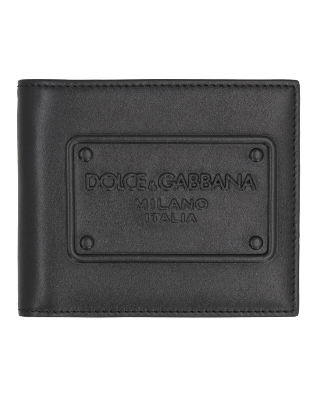 Dolce & Gabbana Black Wallet Flap-Over Calfskin Calf Leather & Cardholders for men
