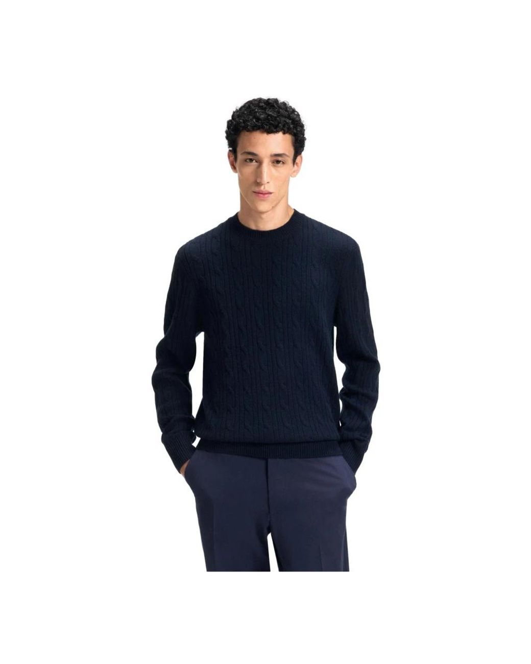 Boss Blue Round-Neck Knitwear for men