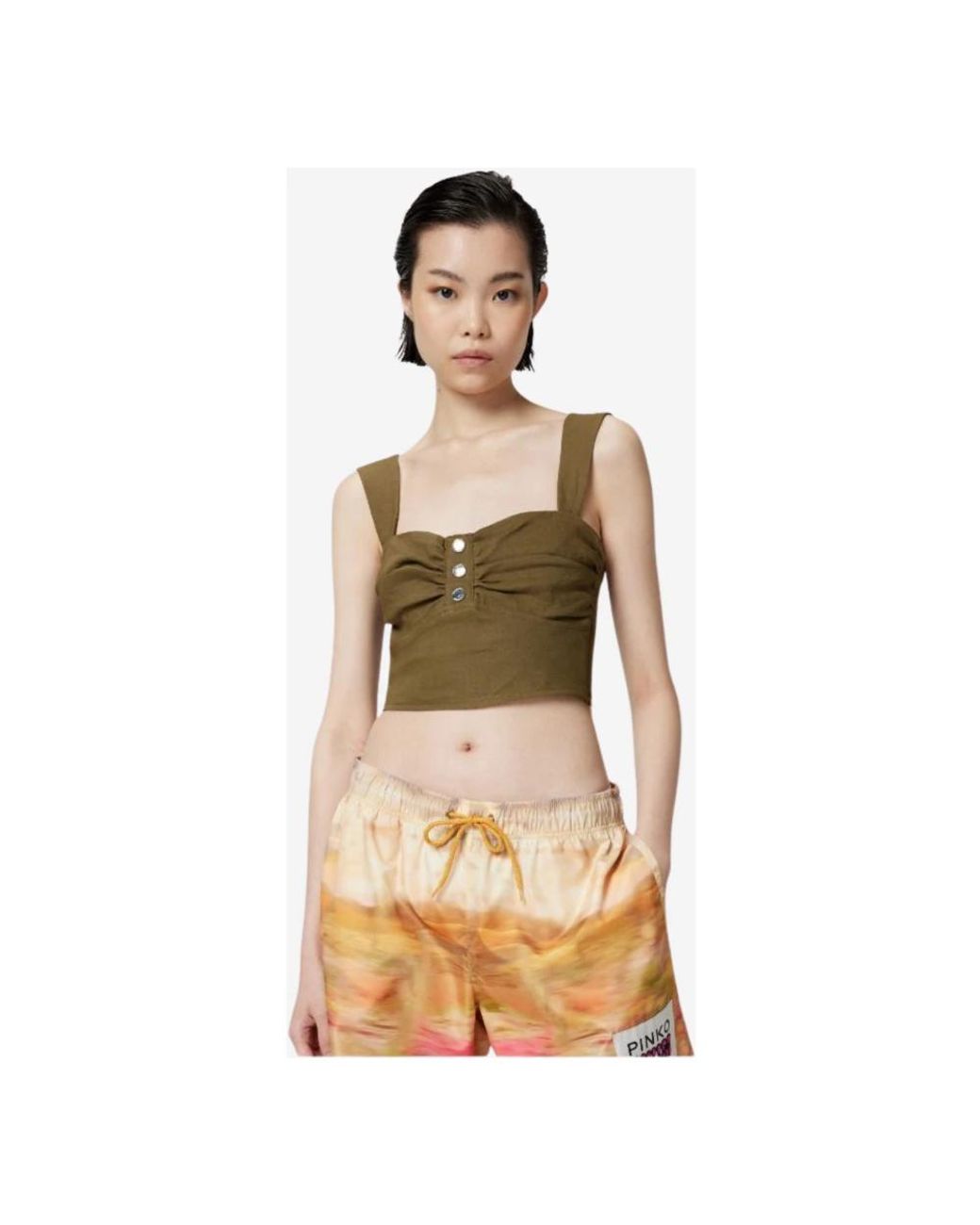 Pinko Green Sleeveless Tops