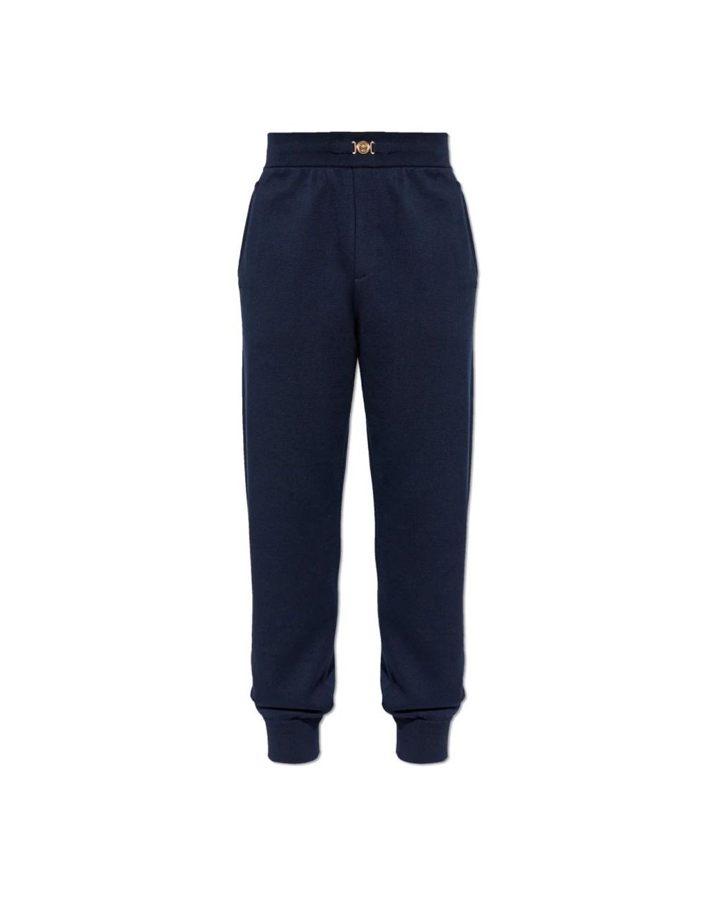 Versace Broeken ,Blauw ,Katoen Cashmere-Blend Knit Trainingsbroeken in het Blue voor heren