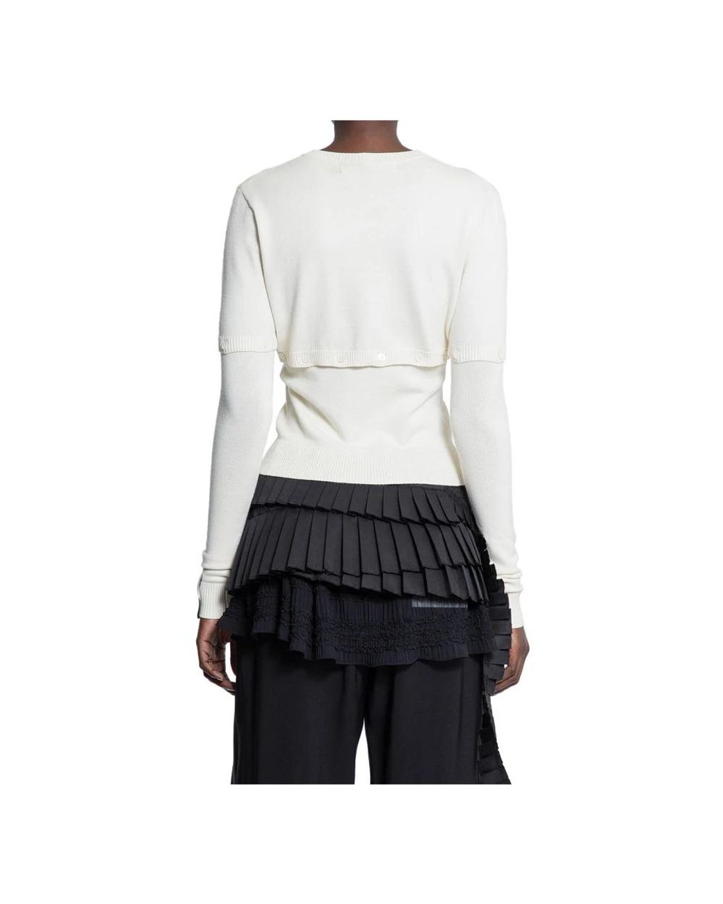 ROKH Truien & Vesten ,Wit ,Polyester Multi Button Layer Effect Cardigan in het White