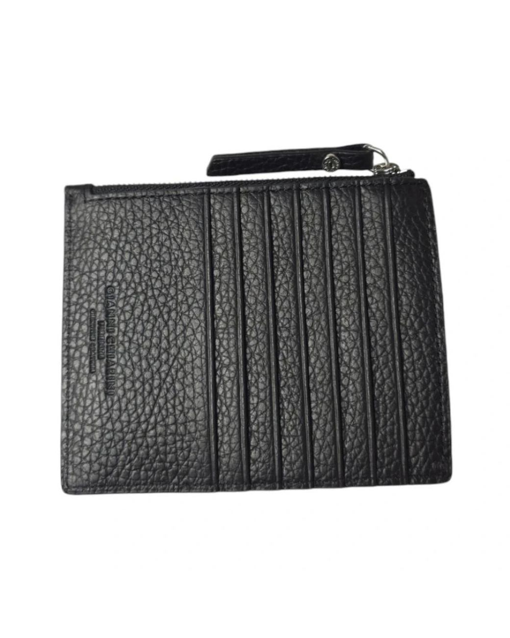 Gianni Chiarini Black Schwarzer Lederkartenhalter Mit Reißverschluss