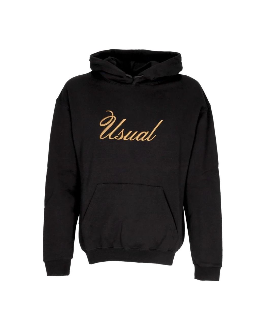 USUAL Hoodies & Sweatvesten ,Zwart ,Katoen Zwarte Signature Hoodie Met Kangoeroezak in het Black voor heren