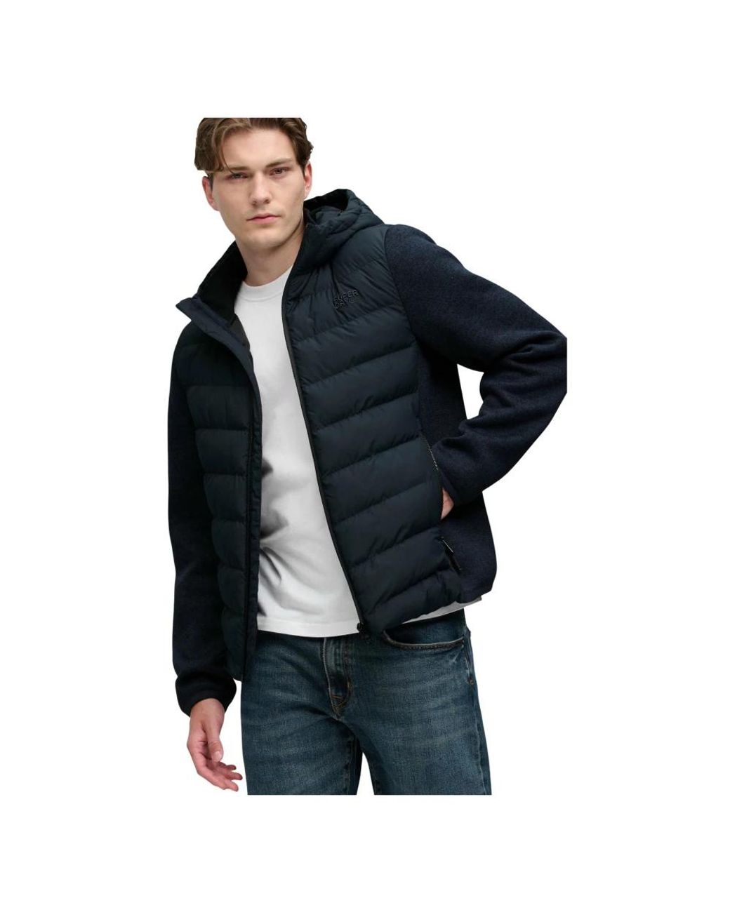 Superdry Hooded Storm Knit Hybrid Jkt in Black für Herren