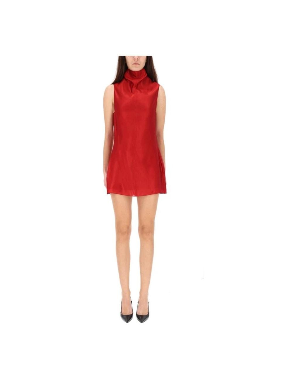 Khaite Daria Mock Neck Mini Jurk in het Red