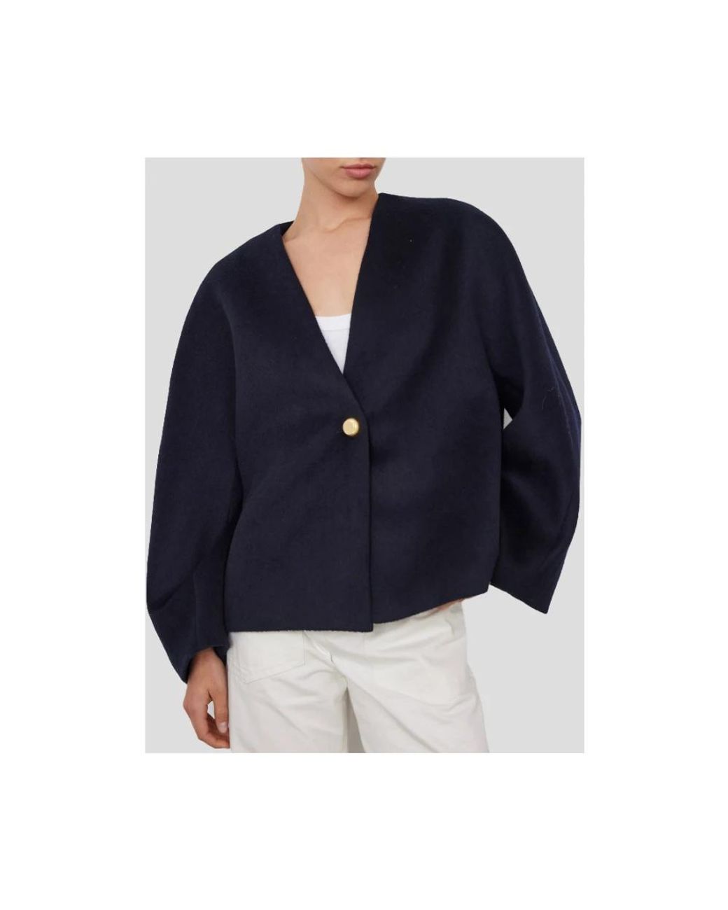 Bad Habits Truien & Vesten ,Blauw ,Wol Jas Met Knopen in het Blue