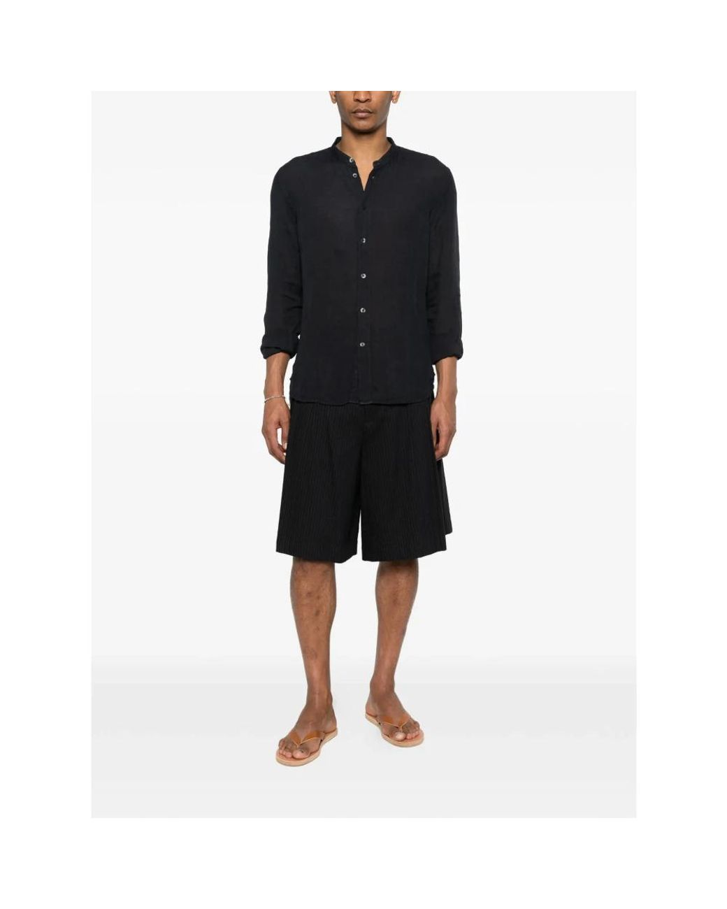 120% Lino Black Casual Shirts for men