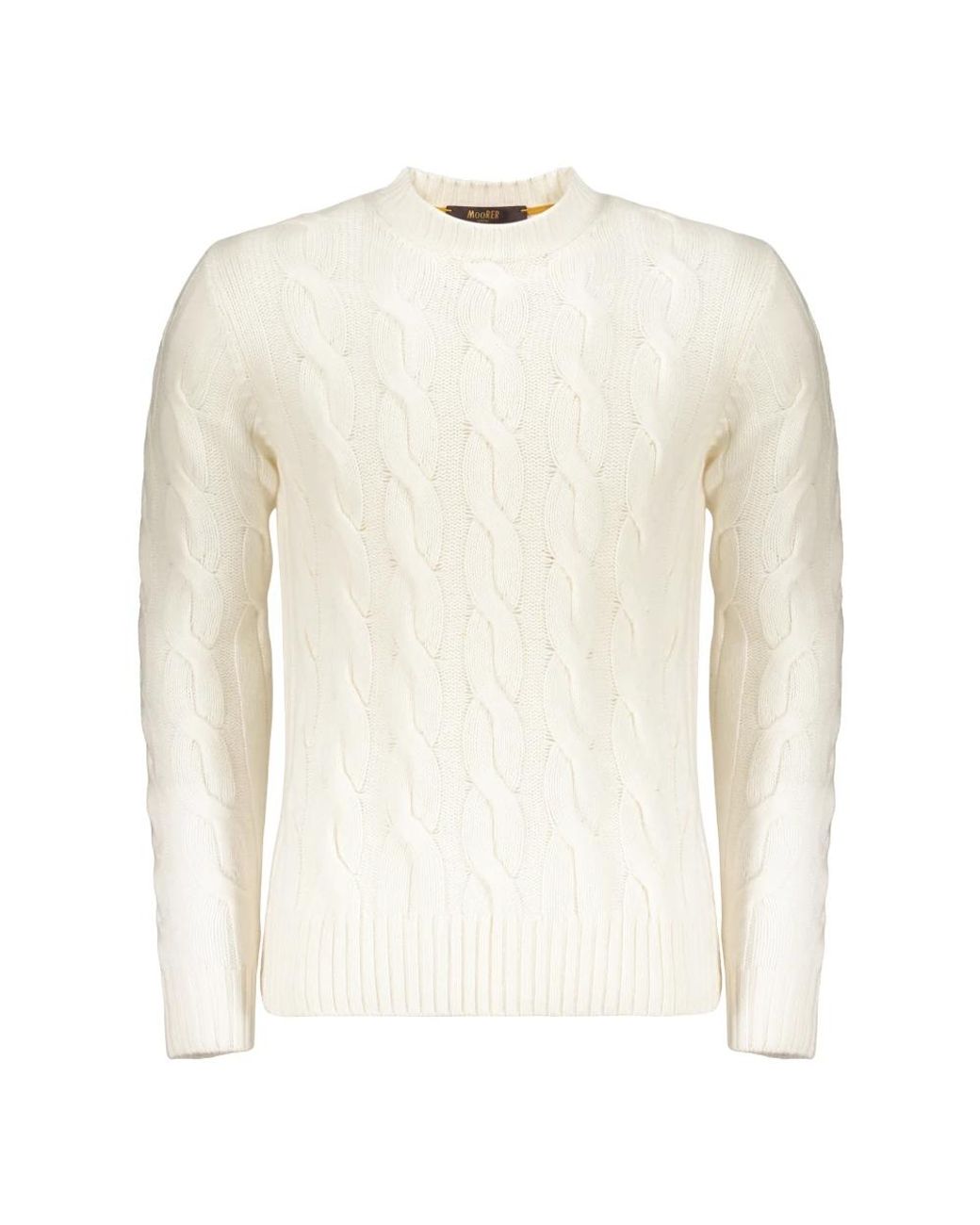 Moorer White Round-Neck Knitwear for men